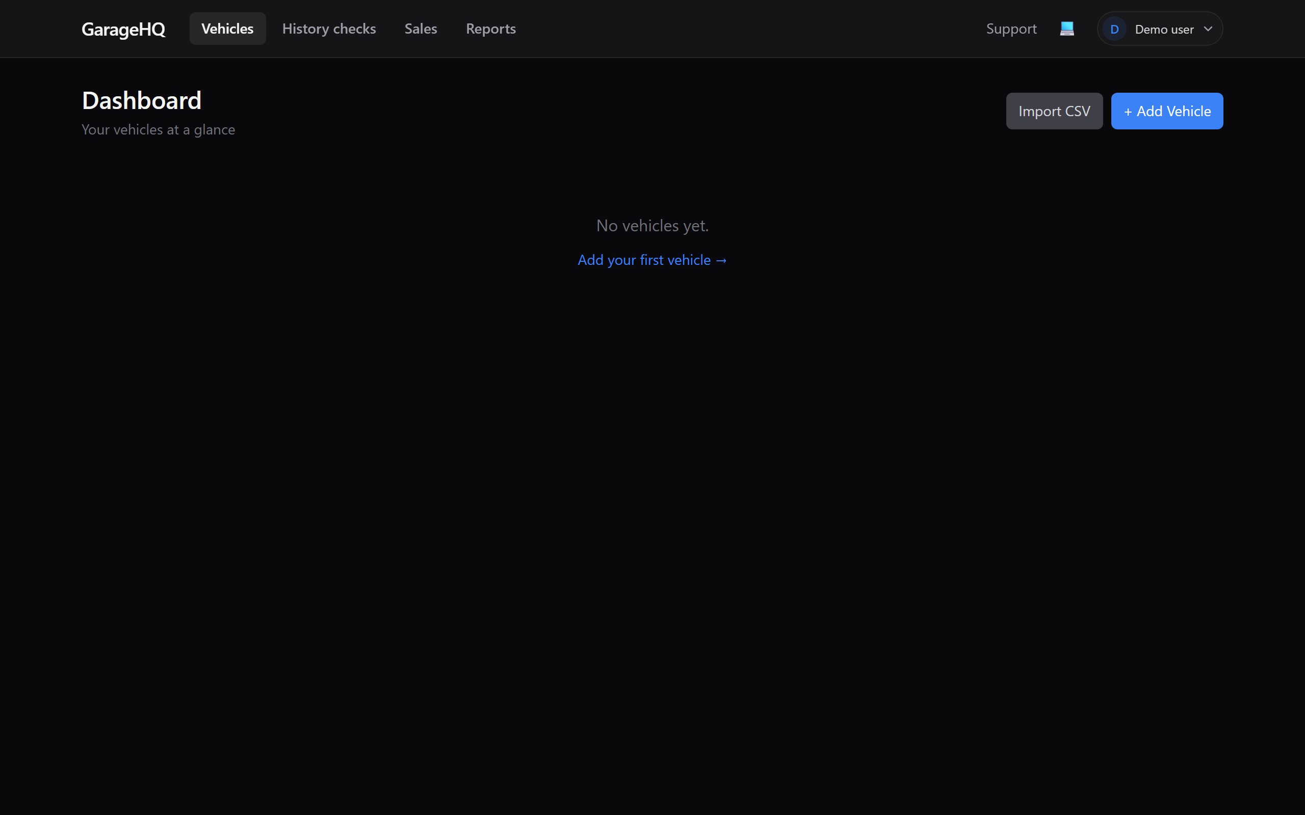 The trial countdown banner pinned below the GarageHQ header